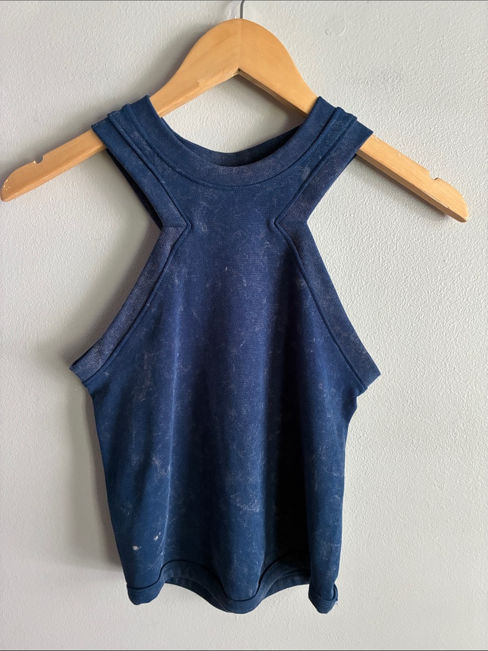 Sincerely Jules Navy High Neck Tank Top Sleeveless Knit Cutout Racerback M L